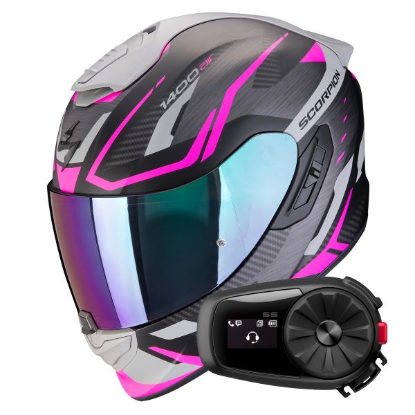 Full Face Scorpion Exo 1400 Evo II Air Accord Matt Black Pink+ Kit Bluetooth 5S