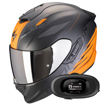Full Face Scorpion Exo 1400 Evo II Air Luma Matt Black Orange + Kit bluetooth 5R Lite