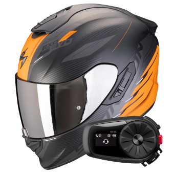 Full Face Scorpion Exo 1400 Evo II Air Luma Matt Black Orange + Kit Bluetooth 5S