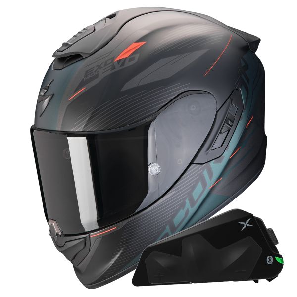 Full Face Scorpion Exo 1400 Evo II Air Luma Matt Green + Kit bluetooth Exo-Com Link-1C