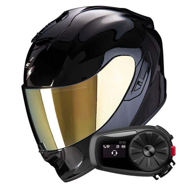 Full Face Scorpion Exo 1400 Evo II Air Solid Black + Kit Bluetooth 5S