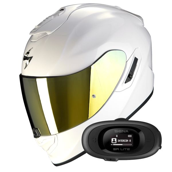 Full Face Scorpion Exo 1400 Evo II Air Solid Pearl White + Kit bluetooth 5R Lite