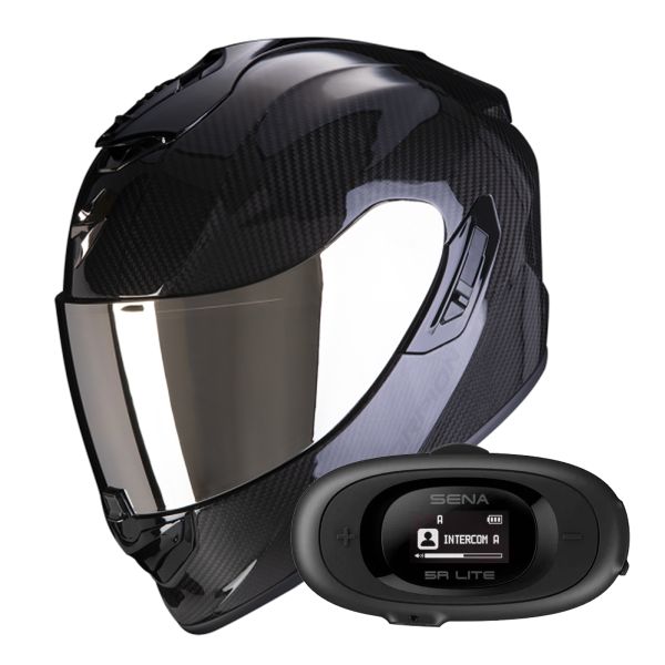 Full Face Scorpion Exo 1400 Evo II Carbon Air Black + Kit bluetooth 5R Lite Solo