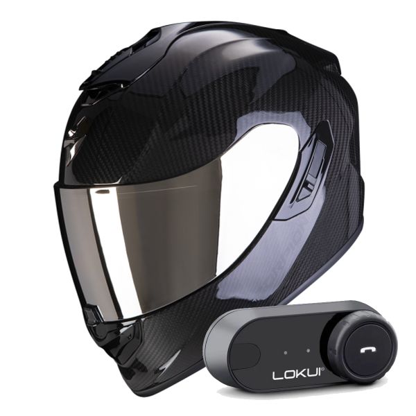 Full Face Scorpion Exo 1400 Evo II Carbon Air Black + Kit Bluetooth Lokui K30