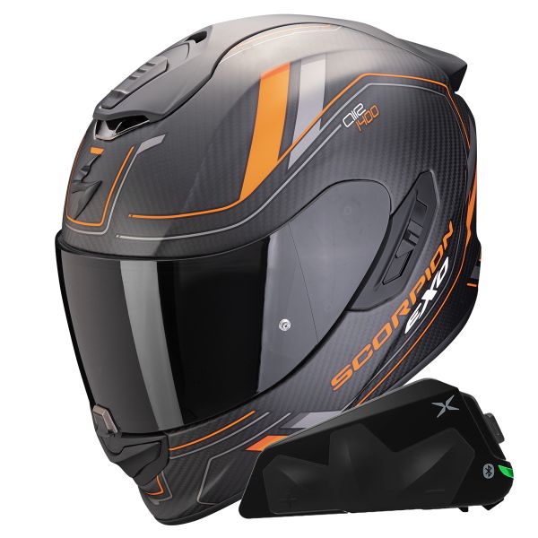 Full Face Scorpion Exo 1400 Evo II Carbon Air Mirage Matt + Kit bluetooth Exo-Com Link-1C