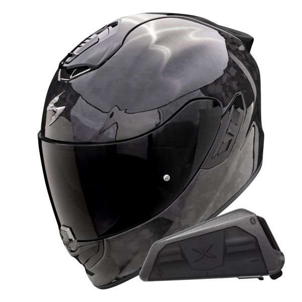 Full Face Scorpion Exo 1400 Evo II Carbon Air Onyx Black + Kit bluetooth Exo-Com Link-1