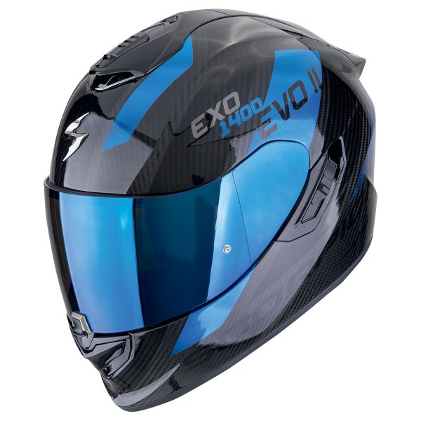 Full Face Scorpion Exo 1400 Evo II Carbon Air Platted Black Blue Full Face Scorpion Exo 1400 Evo II Carbon Air Platted Black Blue