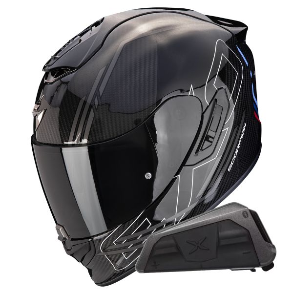 Full Face Scorpion Exo 1400 Evo II Carbon Air Reika Silver + Kit bluetooth Exo-Com Link-1