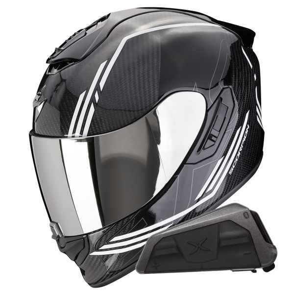 Full Face Scorpion Exo 1400 Evo II Carbon Air Reika White + Kit bluetooth Exo-Com Link-1