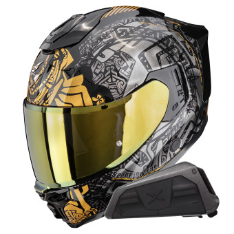 Casque Full Face Scorpion Exo 1500 Air Apus Black Grey Gold + Kit bluetooth Exo-Com Link-1 Casque Full Face Scorpion Exo 1500 Air Apus Black Grey Gold + Kit bluetooth Exo-Com Link-1