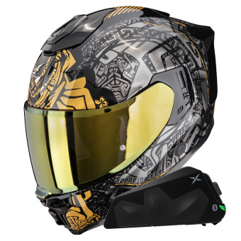 Casque Full Face Scorpion Exo 1500 Air Apus Black Grey Gold + Kit bluetooth Exo-Com Link-1C Casque Full Face Scorpion Exo 1500 Air Apus Black Grey Gold + Kit bluetooth Exo-Com Link-1C