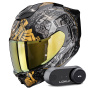 Casque Full Face Scorpion Exo 1500 Air Apus Black Grey Gold + Kit Bluetooth Lokui K30