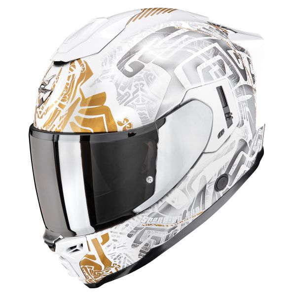 Full Face Scorpion Exo 1500 Air Apus Pearl White Grey Gold Full Face Scorpion Exo 1500 Air Apus Pearl White Grey Gold