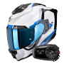 Casque Full Face Scorpion Exo 1500 Air Arena White Blue + Kit Bluetooth 5S Solo