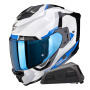 Casque Full Face Scorpion Exo 1500 Air Arena White Blue + Kit bluetooth Exo-Com Link-1