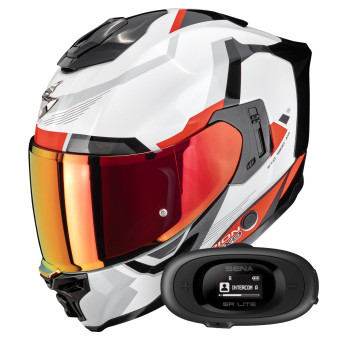 Full Face Scorpion Exo 1500 Air Arena White Red + Kit bluetooth 5R Lite Solo