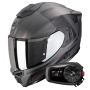 Casque Full Face Scorpion Exo 1500 Air Dual Matt Silver Black Red + Kit Bluetooth 5S Solo