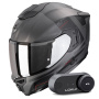 Casque Full Face Scorpion Exo 1500 Air Dual Matt Silver Black Red + Kit Bluetooth Lokui K30