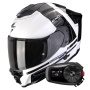 Casque Full Face Scorpion Exo 1500 Air Dual White Black Blue + Kit Bluetooth 5S Solo