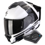Casque Full Face Scorpion Exo 1500 Air Dual White Black Blue + Kit Bluetooth BT Mini