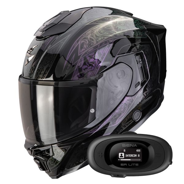 Full Face Scorpion Exo 1500 Air Fantasy Black Chameleon + Kit bluetooth 5R Lite Solo