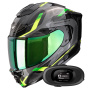 Casque Full Face Scorpion Exo 1500 Air Sleek Black Green + Kit bluetooth 5R Lite Solo
