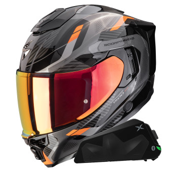 Full Face Scorpion Exo 1500 Air Sleek Black Orange + Kit bluetooth Exo-Com Link-1C