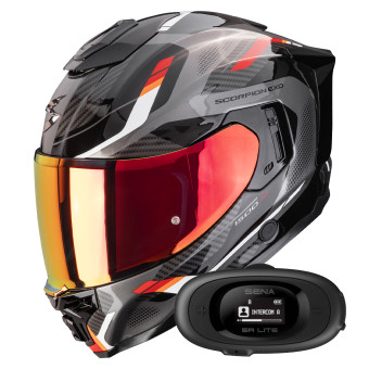 Full Face Scorpion Exo 1500 Air Sleek Black Red + Kit bluetooth 5R Lite Solo