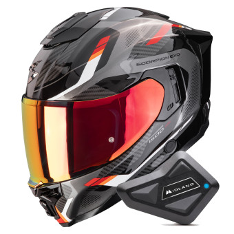 Full Face Scorpion Exo 1500 Air Sleek Black Red + Kit Bluetooth BT Mini
