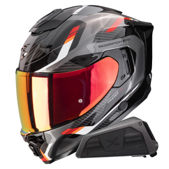 Full Face Scorpion Exo 1500 Air Sleek Black Red + Kit bluetooth Exo-Com Link-1