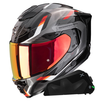 Full Face Scorpion Exo 1500 Air Sleek Black Red + Kit bluetooth Exo-Com Link-1C