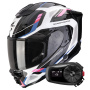 Casque Full Face Scorpion Exo 1500 Air Sleek White Black Pink + Kit Bluetooth 5S Solo