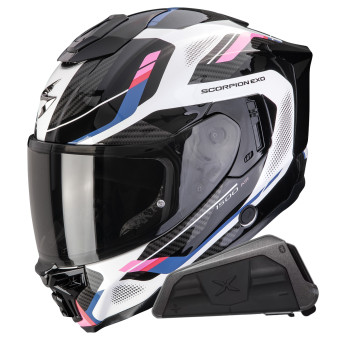 Full Face Scorpion Exo 1500 Air Sleek White Black Pink + Kit bluetooth Exo-Com Link-1