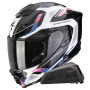Casque Full Face Scorpion Exo 1500 Air Sleek White Black Pink + Kit bluetooth Exo-Com Link-1