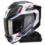 Casque Full Face Scorpion Exo 1500 Air Sleek White Black Pink + Kit bluetooth Exo-Com Link-1C