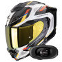 Casque Full Face Scorpion Exo 1500 Air Sleek White Blue Yellow + Kit bluetooth 5R Lite Solo