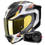 Casque Full Face Scorpion Exo 1500 Air Sleek White Blue Yellow + Kit Bluetooth 5S Solo