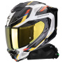 Casque Full Face Scorpion Exo 1500 Air Sleek White Blue Yellow + Kit bluetooth Exo-Com Link-1C