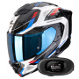 Casque Full Face Scorpion Exo 1500 Air Sleek White Red Blue + Kit bluetooth 5R Lite Solo