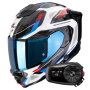 Casque Full Face Scorpion Exo 1500 Air Sleek White Red Blue + Kit Bluetooth 5S Solo