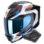 Casque Full Face Scorpion Exo 1500 Air Sleek White Red Blue + Kit Bluetooth BT Mini