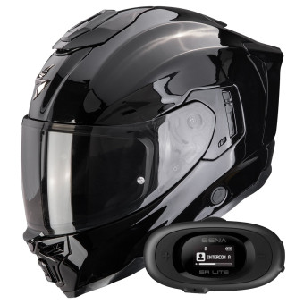Full Face Scorpion Exo 1500 Air Solid Black + Kit bluetooth 5R Lite Solo
