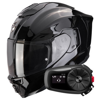 Full Face Scorpion Exo 1500 Air Solid Black + Kit Bluetooth 5S Solo