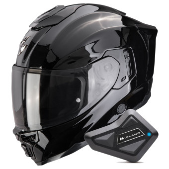 Full Face Scorpion Exo 1500 Air Solid Black + Kit Bluetooth BT Mini