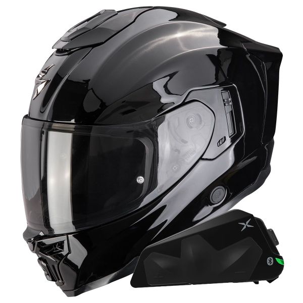 Full Face Scorpion Exo 1500 Air Solid Black + Kit bluetooth Exo-Com Link-1C
