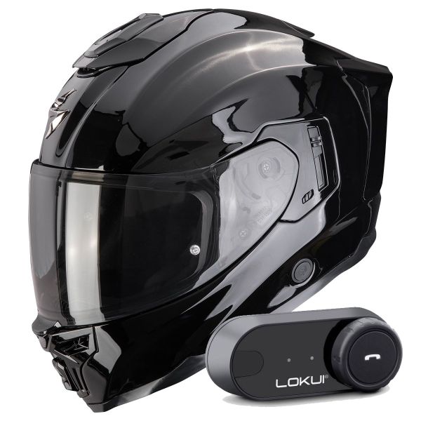 Full Face Scorpion Exo 1500 Air Solid Black + Kit Bluetooth Lokui K30