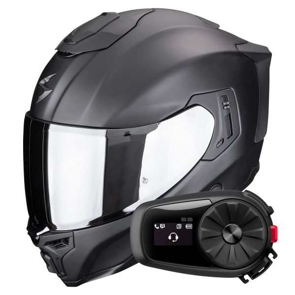 Full Face Scorpion Exo 1500 Air Solid Matt Black + Kit Bluetooth 5S Solo