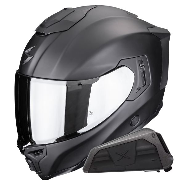 Full Face Scorpion Exo 1500 Air Solid Matt Black + Kit bluetooth Exo-Com Link-1