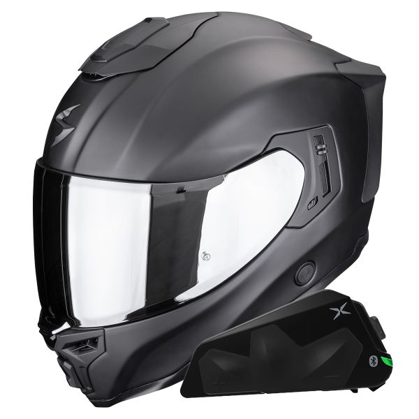 Full Face Scorpion Exo 1500 Air Solid Matt Black + Kit bluetooth Exo-Com Link-1C