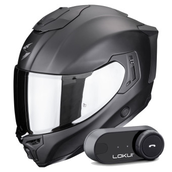 Full Face Scorpion Exo 1500 Air Solid Matt Black + Kit Bluetooth Lokui K30